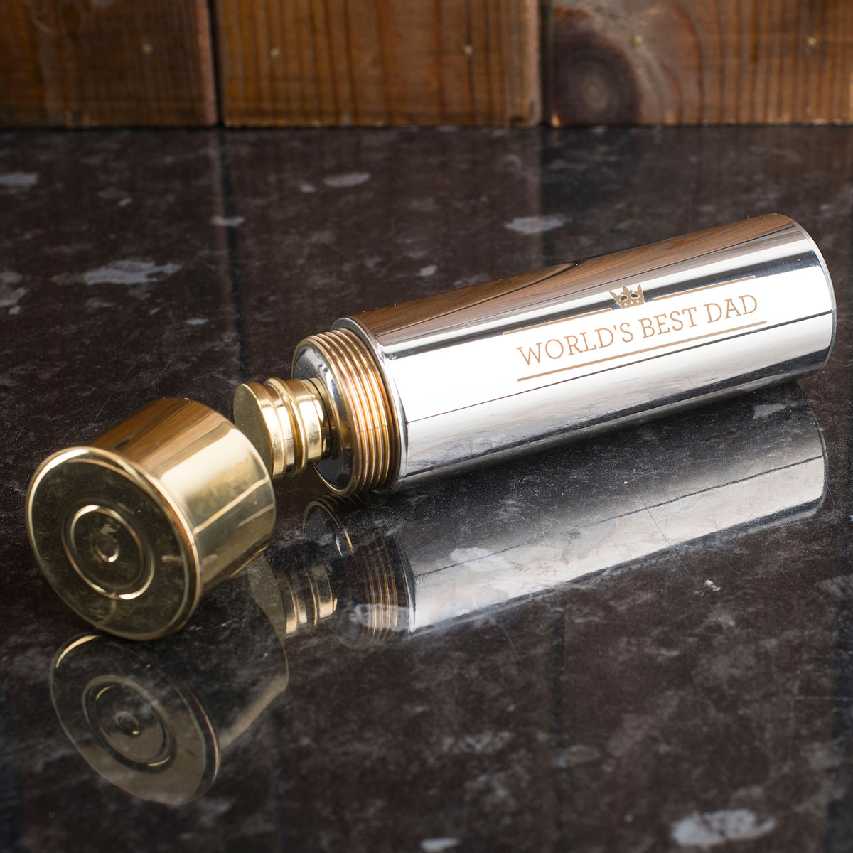 Personalised Stainless Steel Gun Cartridge Hip Flask - World's Best