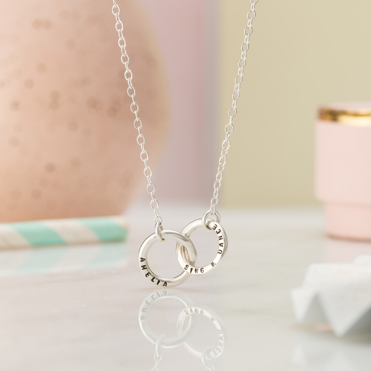 Personalised Posh Totty Designs Double Hoop Names Necklace