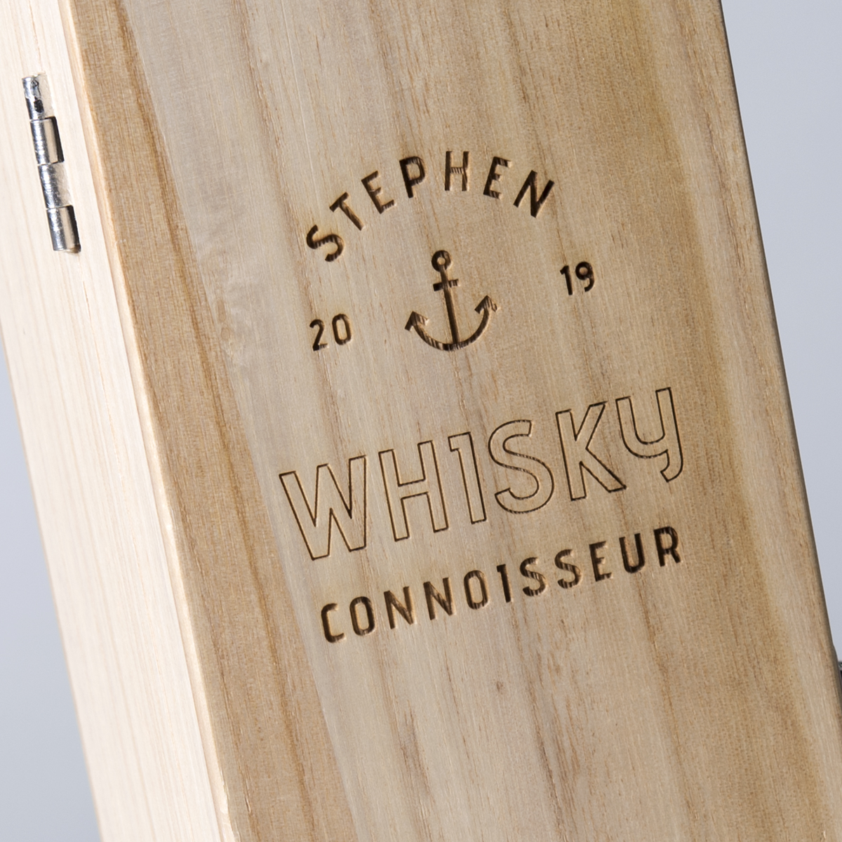 Engraved Luxury Wooden Whisky Box - Anchor