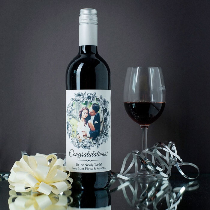 Personalised Wine - Black & White Flower Photo Upload