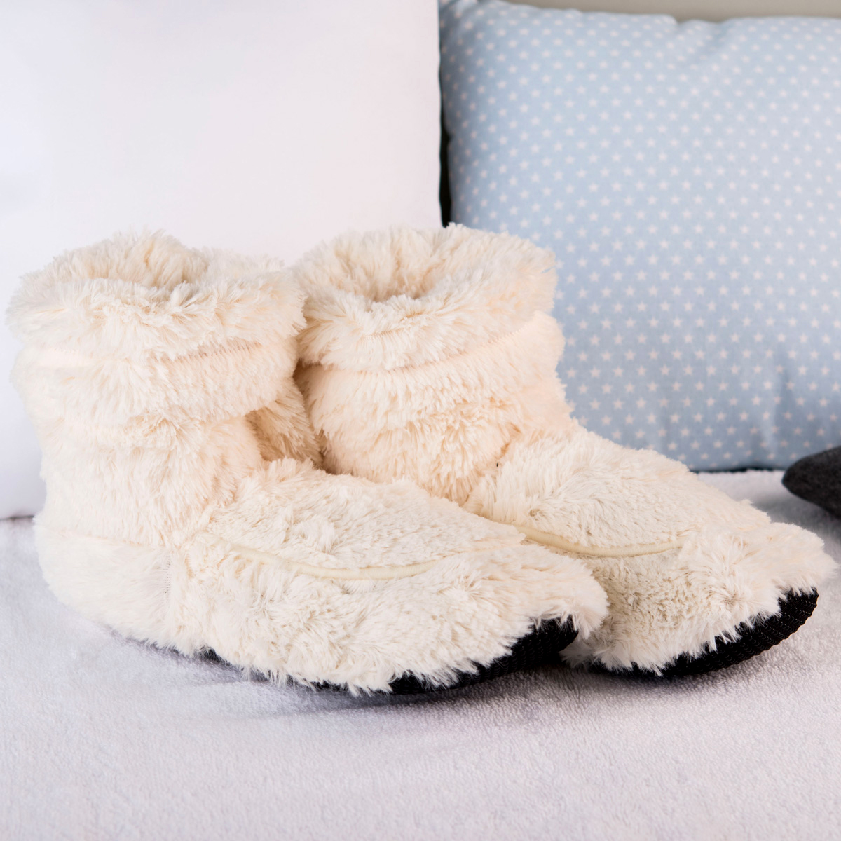 Cozy Boots™ Cream Microwavable Slipper Boots