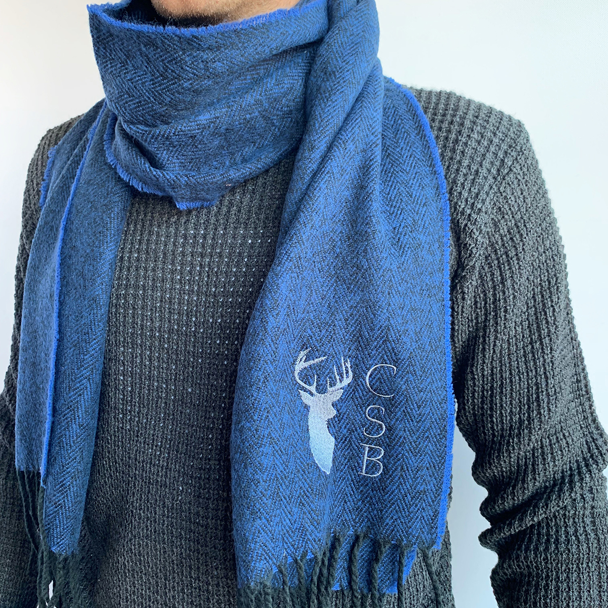 Personalised Men's Stag Scarf - Initials