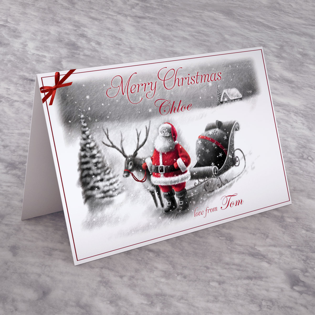 Personalised Christmas Card - Santa In Snow