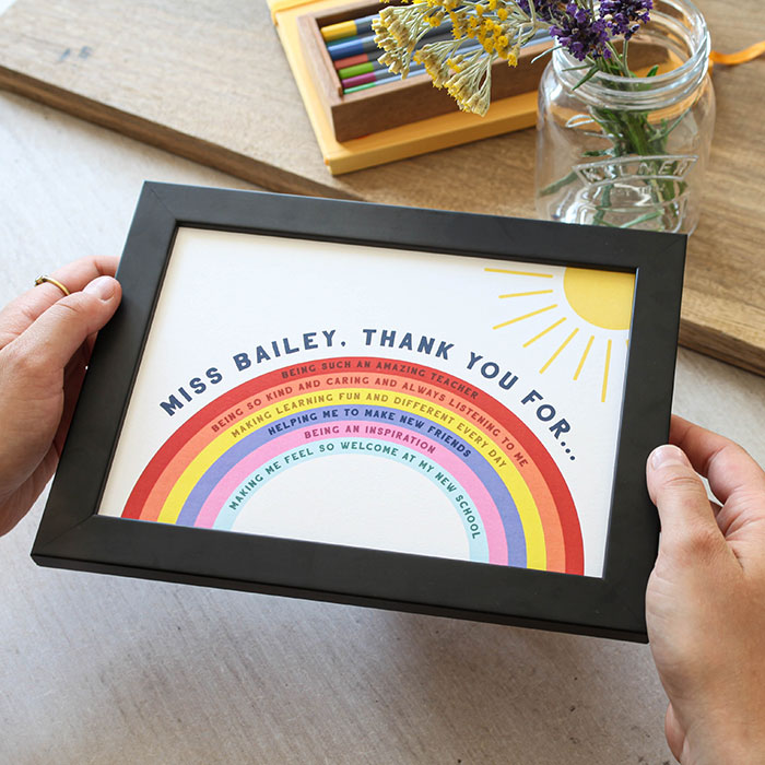 Personalised A5 Framed Print - Thank You Rainbow