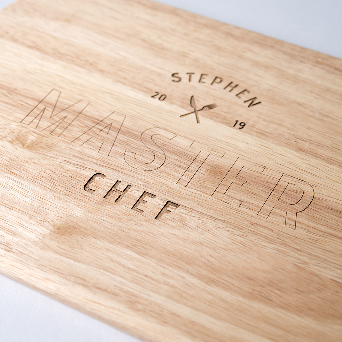 Engraved Medium Rectangular Chopping Board - Knife & Fork