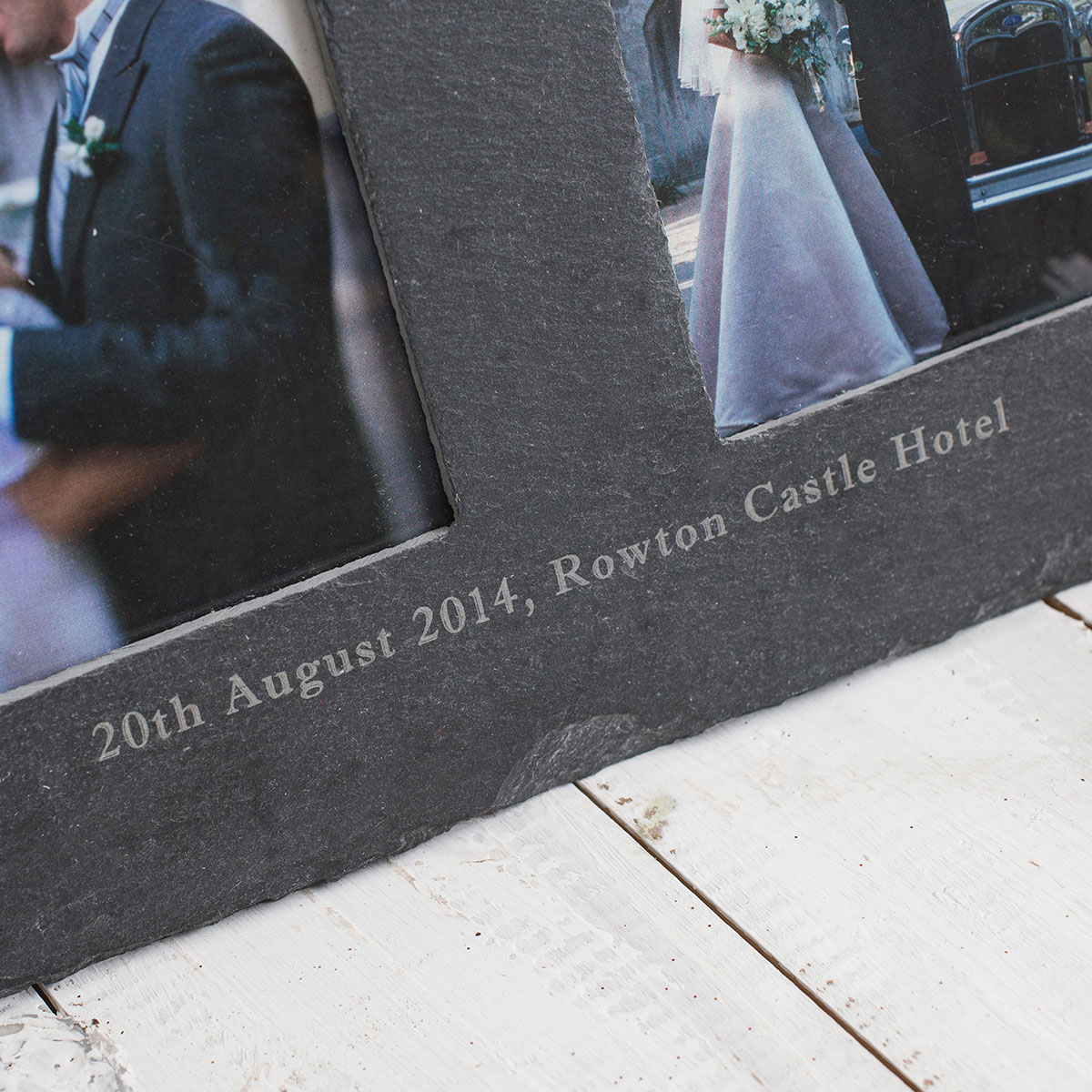 Engraved Double Slate Photo Frame - Couples In Love