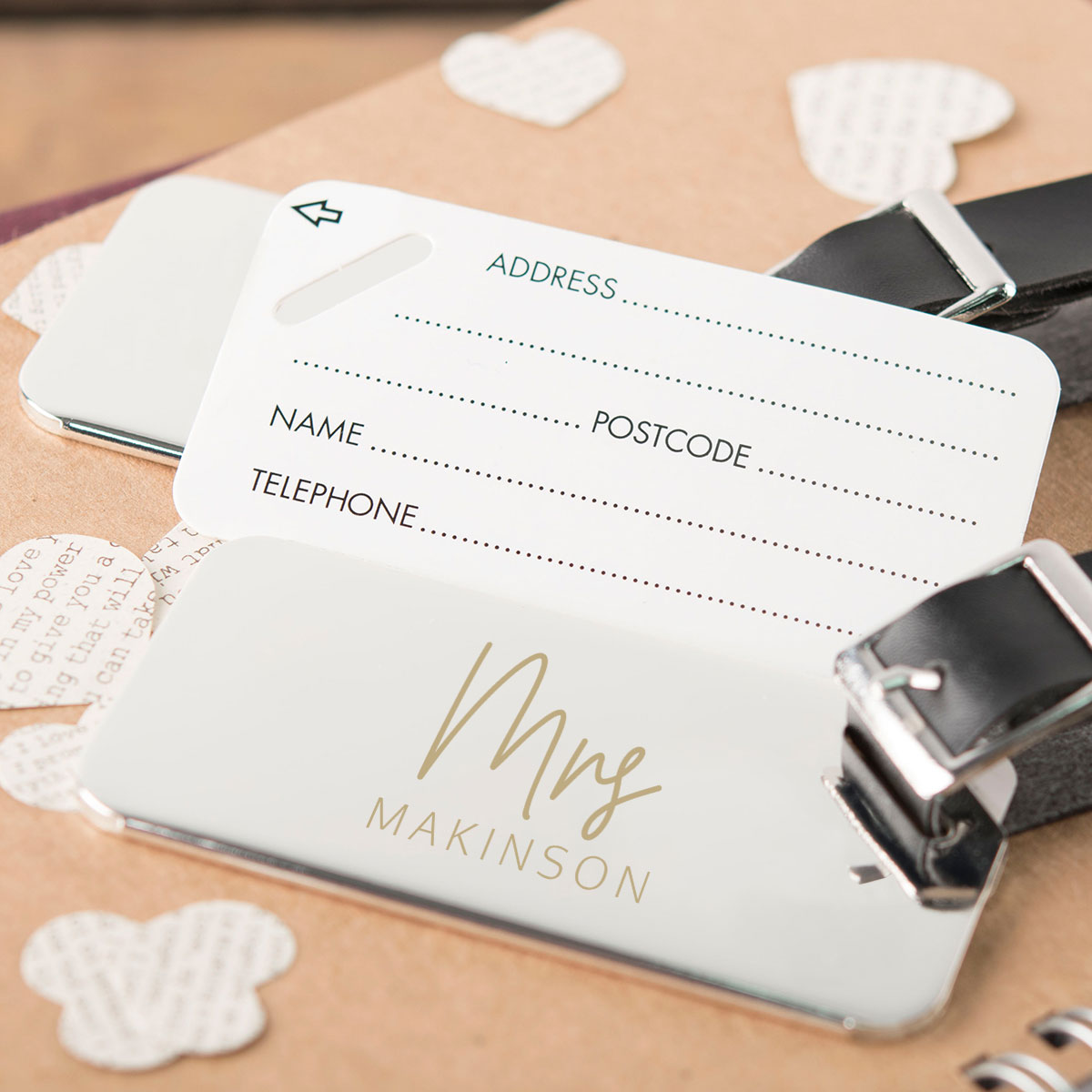 Personalised Stainless Steel Luggage Tags - Love Story Wedding