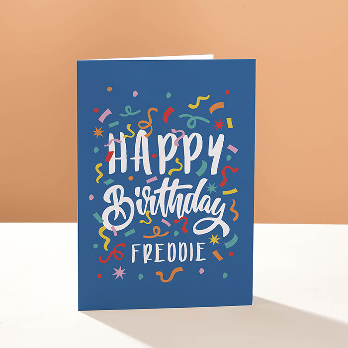 Personalised Birthday Card - Blue Confetti