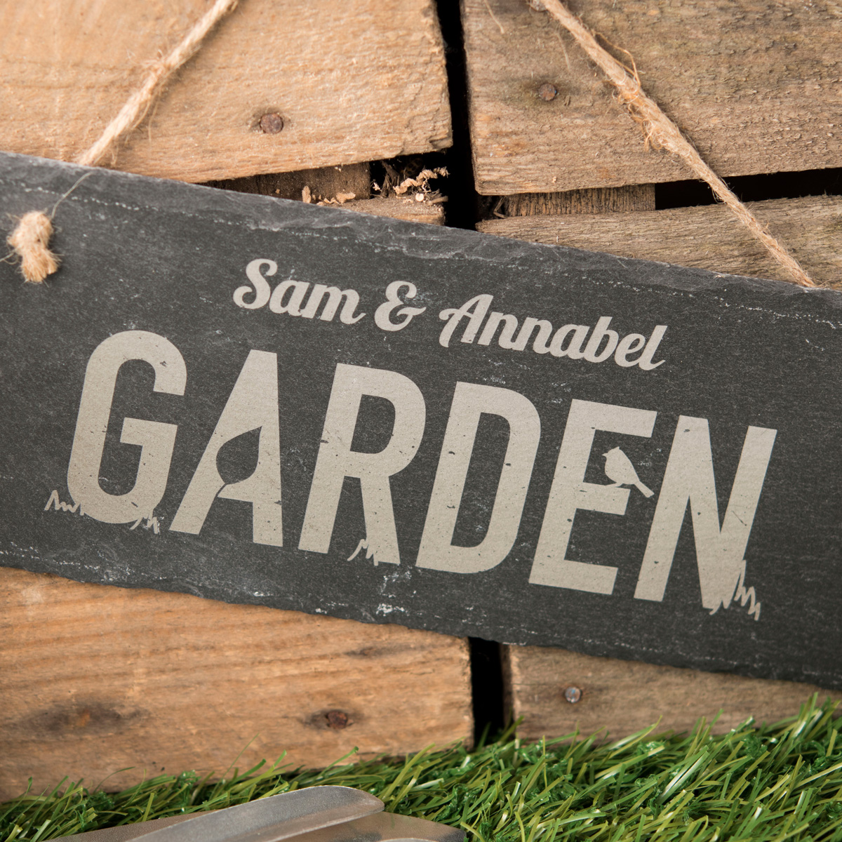 Personalised Hanging Slate Sign - Garden