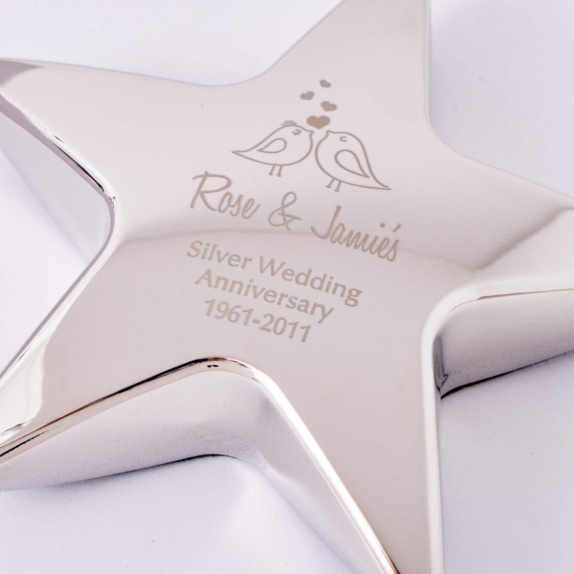 Engraved Anniversary Silver-Plated Star Paperweight