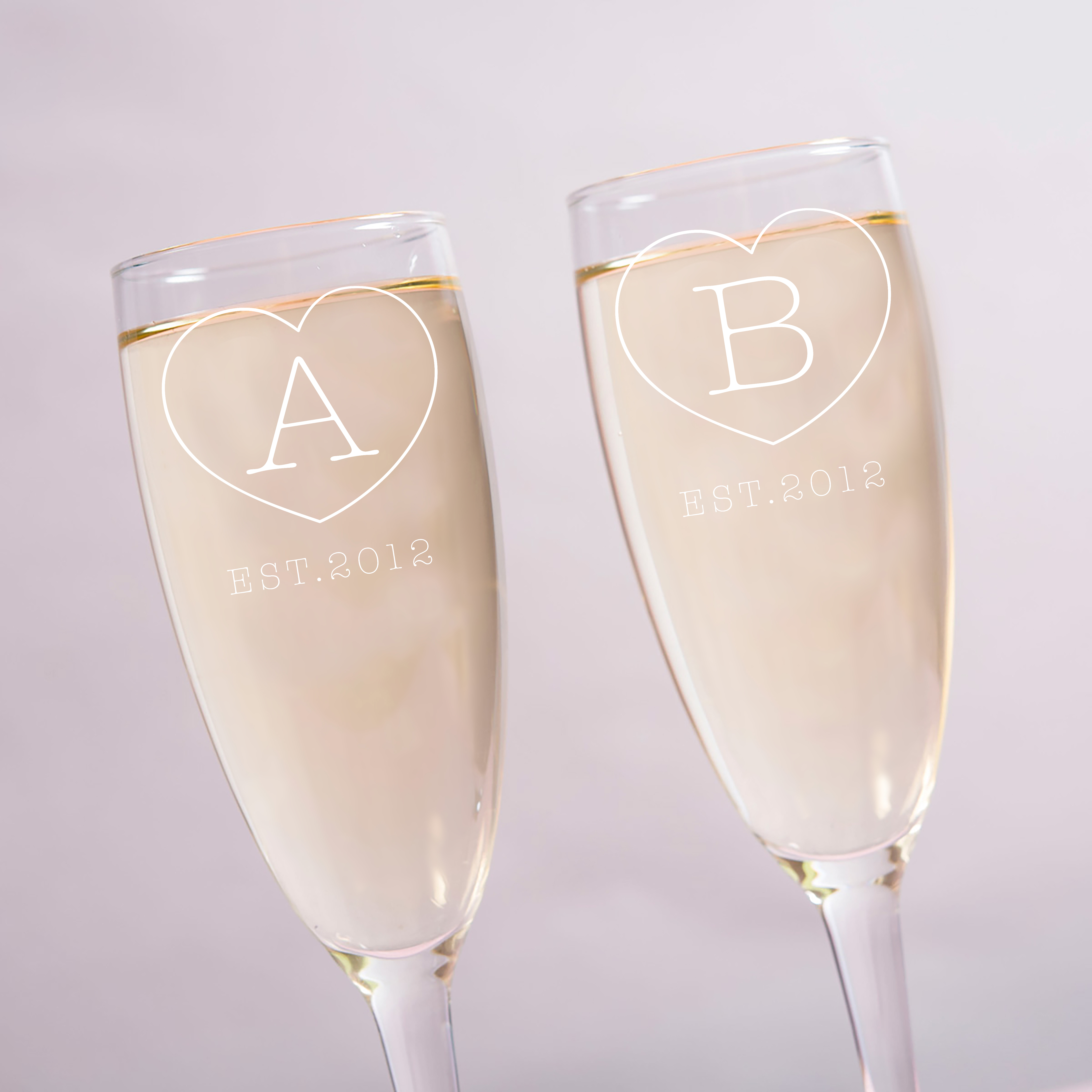 Personalised Set of 2 Champagne Flutes - Couple's Initials