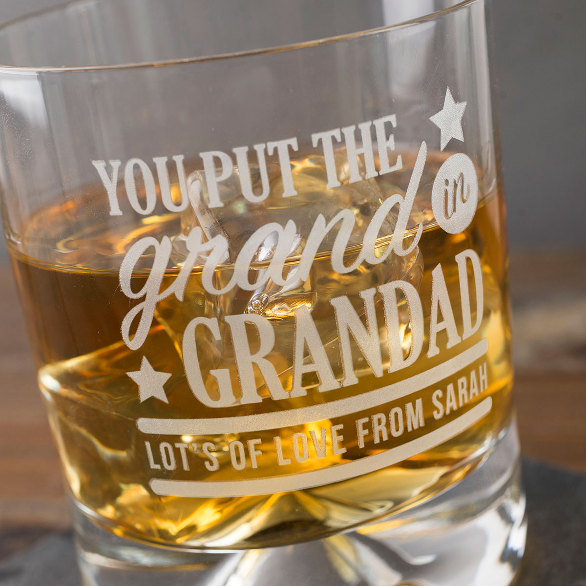 Engraved Stern Whisky Glass - Put The Grand In Grandad