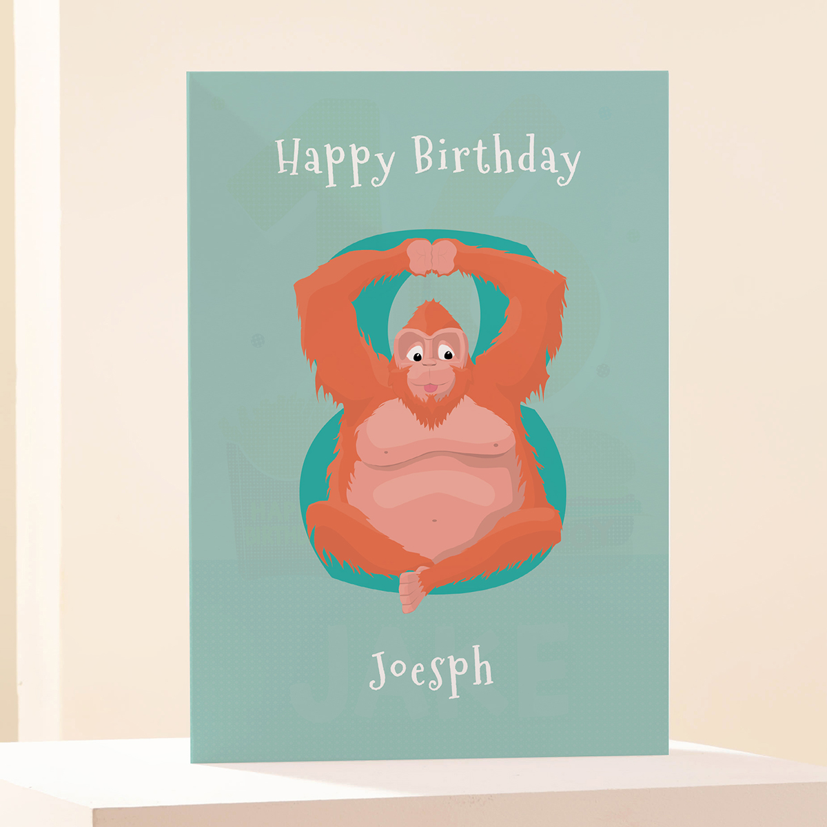 Personalised Card - Happy 8th Birthday Orang-u-tan