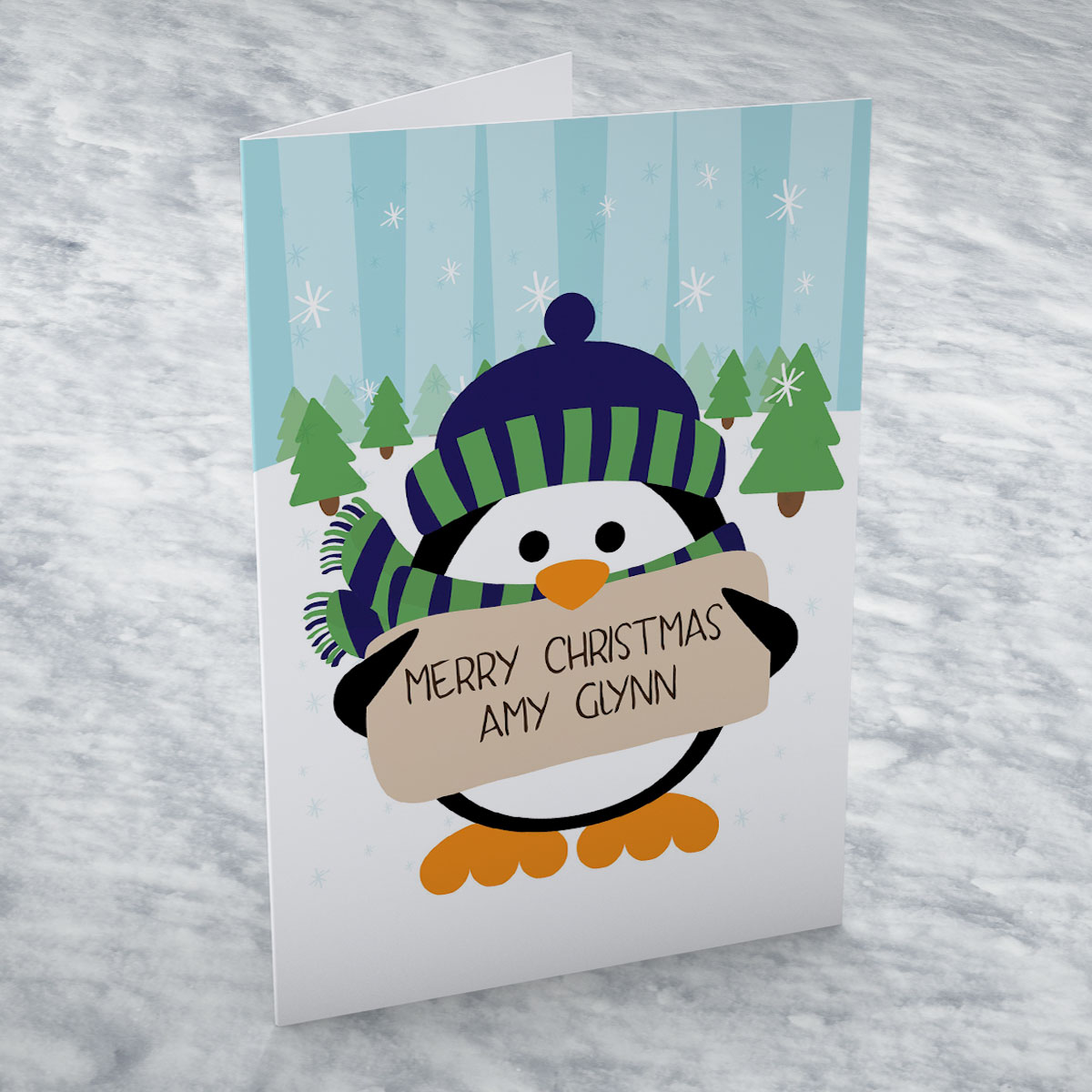 Personalised Christmas Card - Percy Penguin