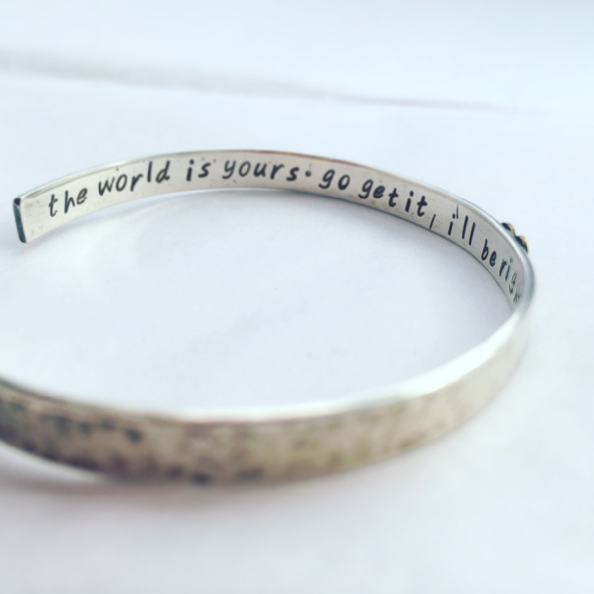 Personalised Hammered Cuff Bangle - Message