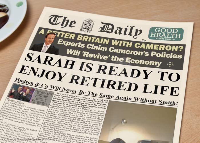 Personalised Spoof Newspaper Article - Retirement