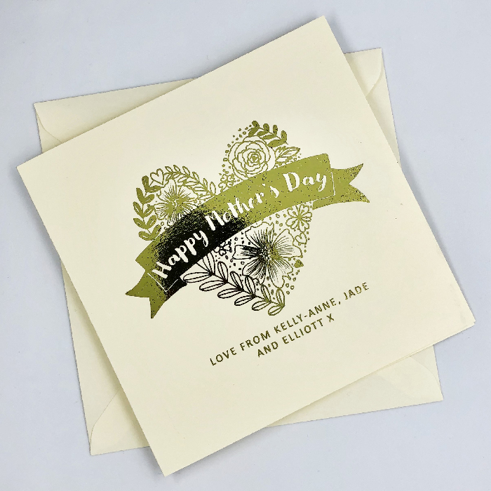 Personalised Gold Foil Mother's Day Card - Flower Heart