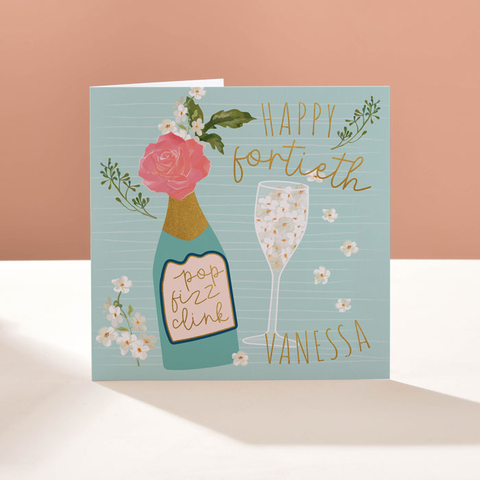 Personalised Card - 40th Birthday Alcohol