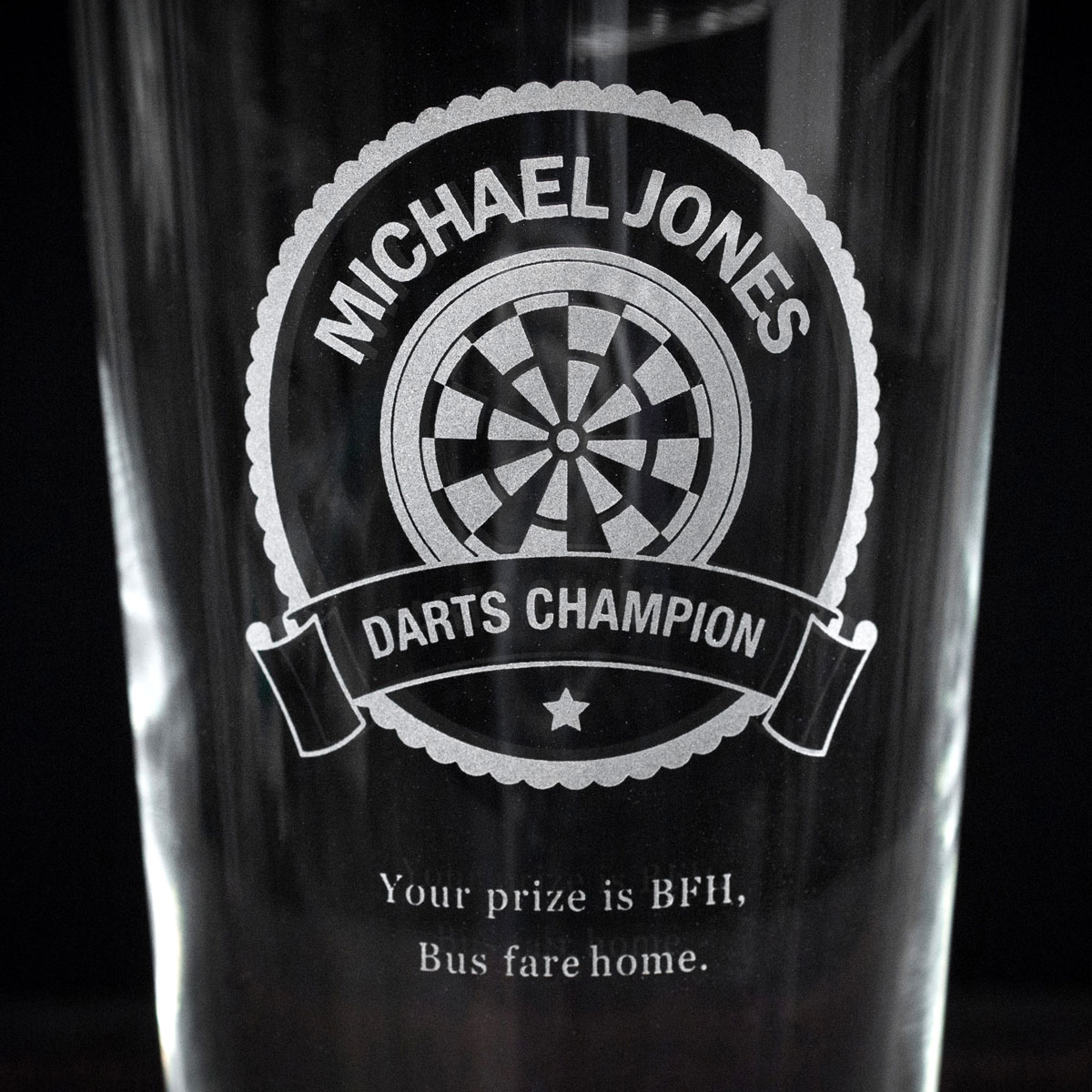 Personalised Pint Glass - Darts Champion