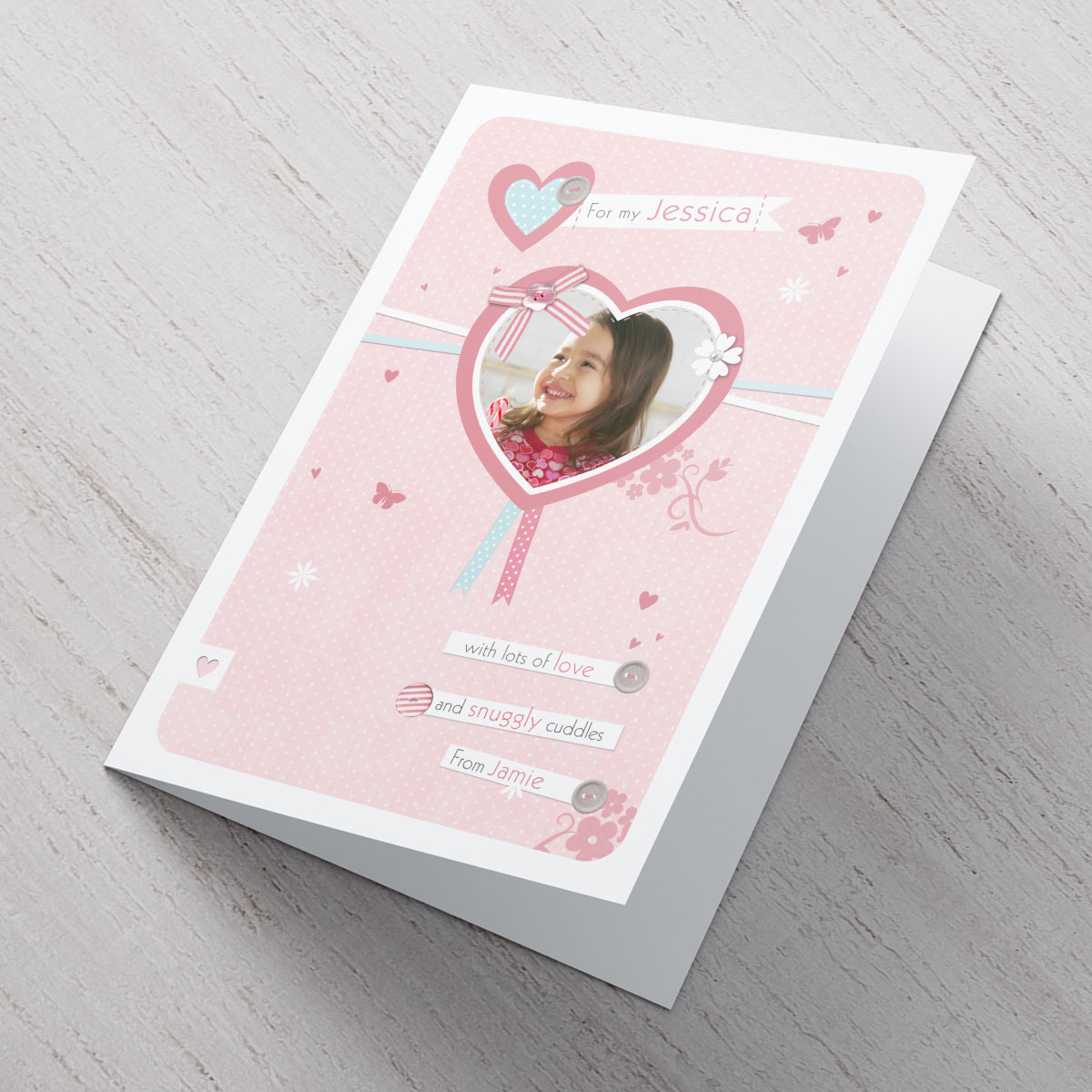 Photo Upload Card - Pink Heart Frame For My...