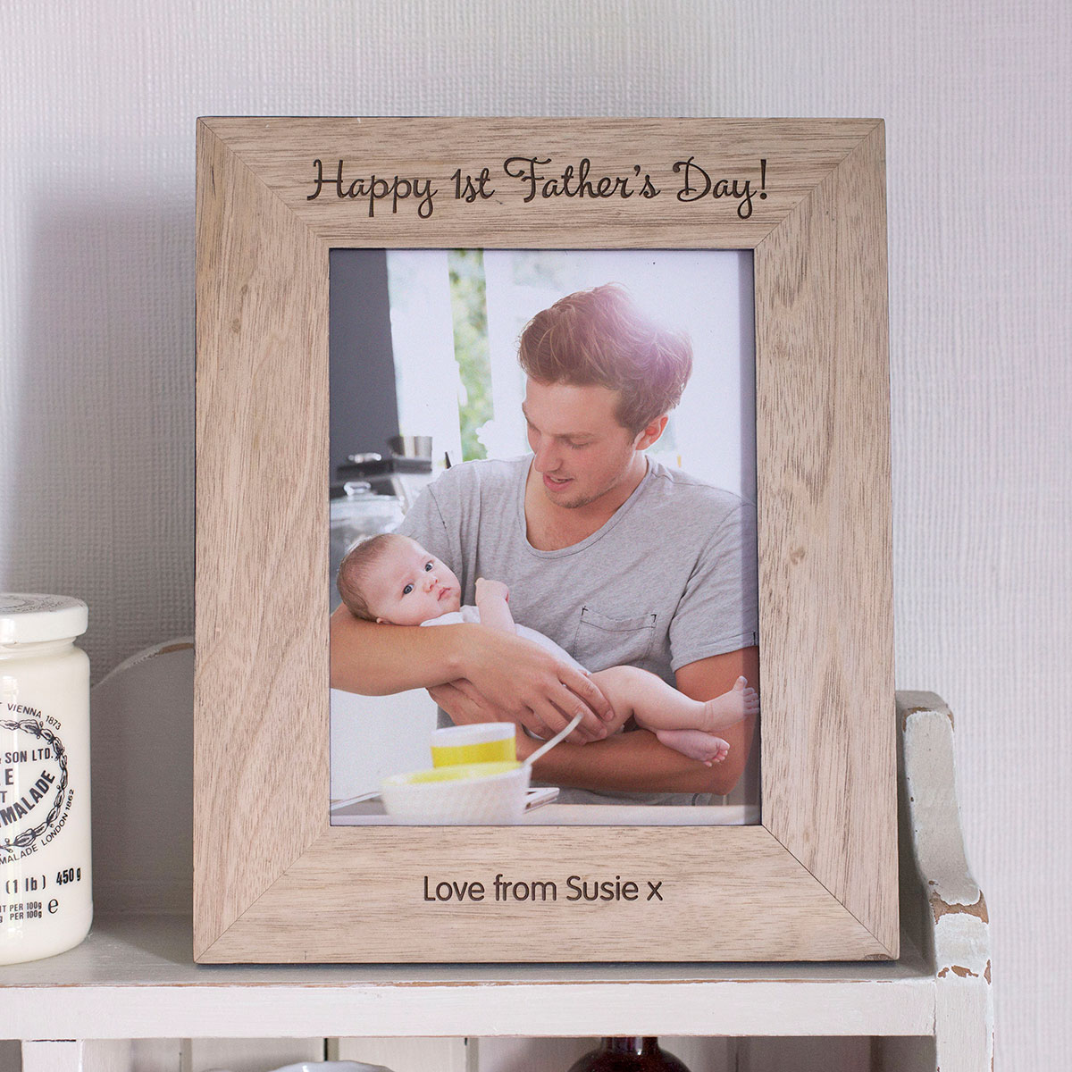 Engraved Wooden Photo Frame - 1st Father's Day