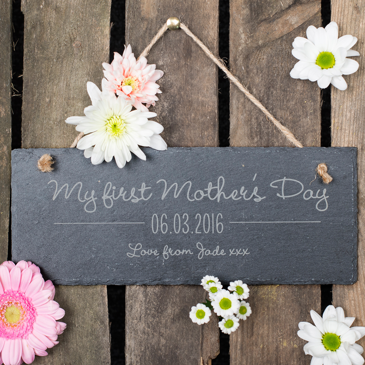 Personalised Hanging Slate Sign - My First Mother's Day