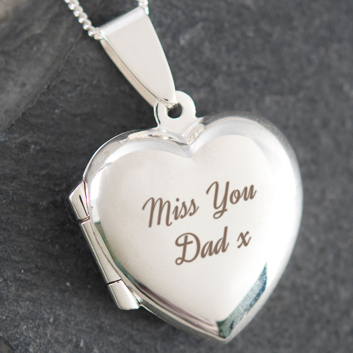 Engraved Heart Locket - Miss You