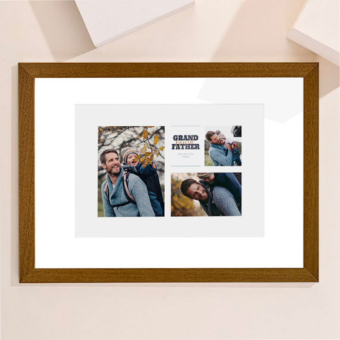 3 Photo Upload Framed Print - Happy Father's Day
