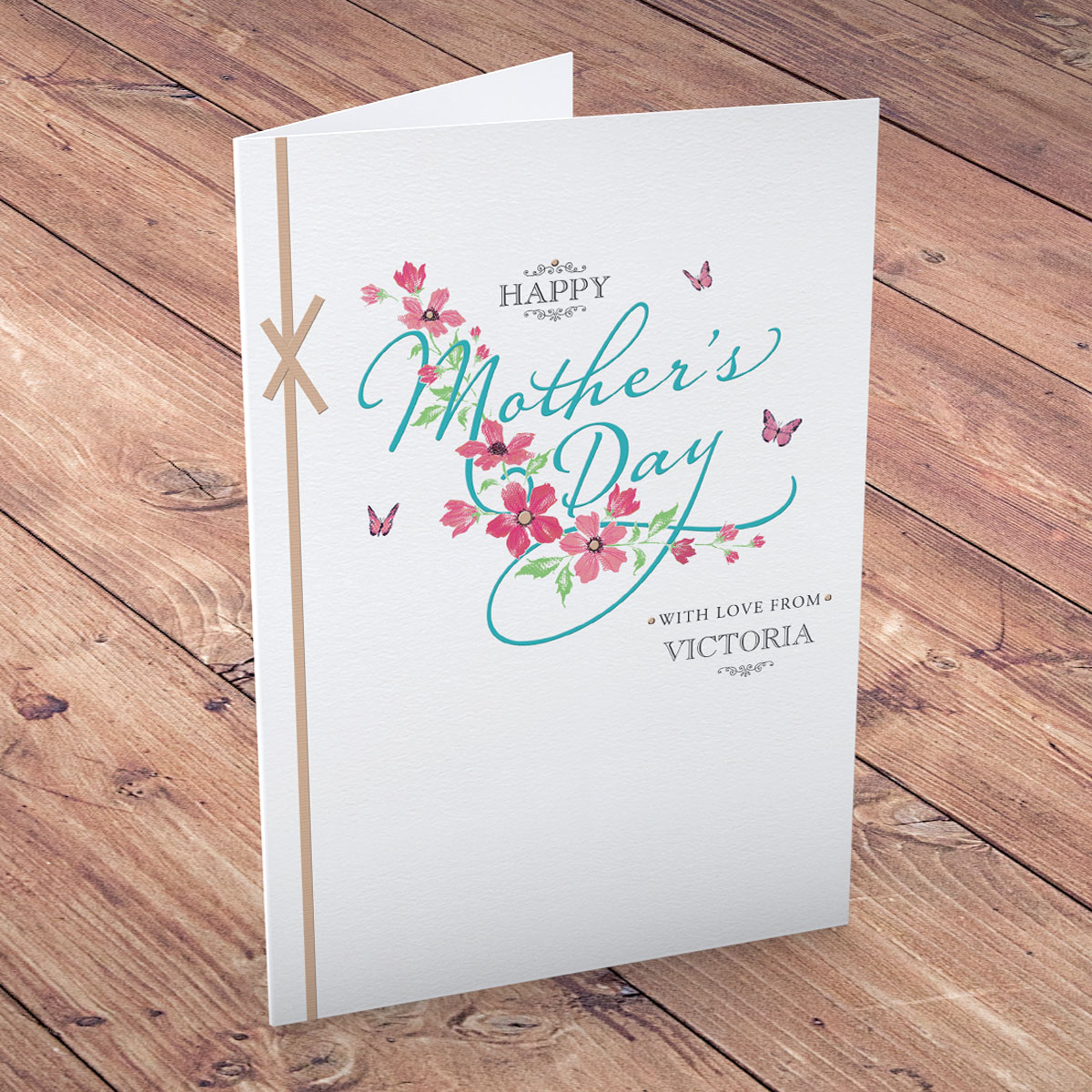 Personalised Mother's Day Card - Flowers And Butterflies Design