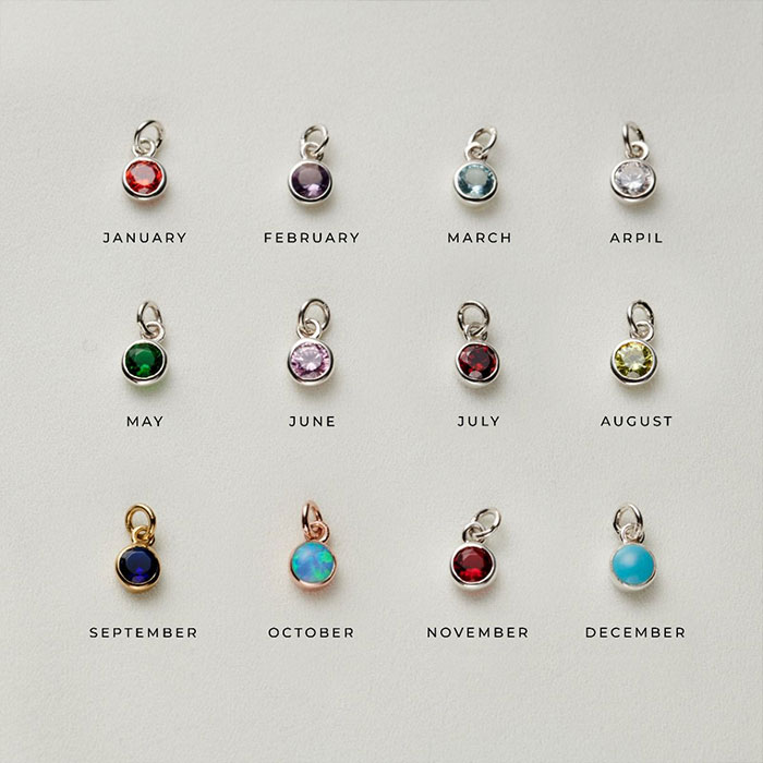 Personalised Birthstone & Initial Letter Charm Necklace