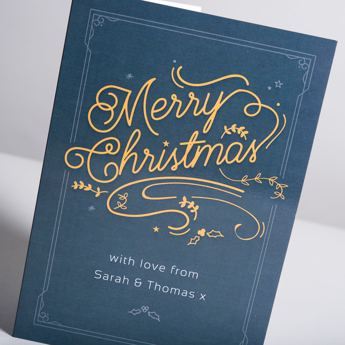 Personalised Card - Merry Christmas Grey