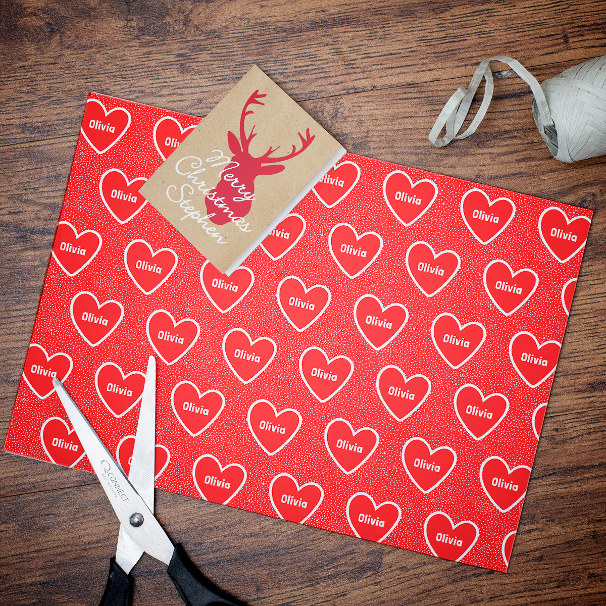 Personalised Heart Design Wrapping Paper