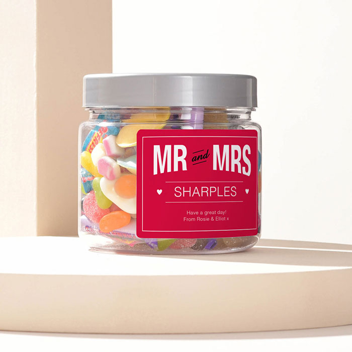 Personalised Love Hearts Jar - Mr and Mrs