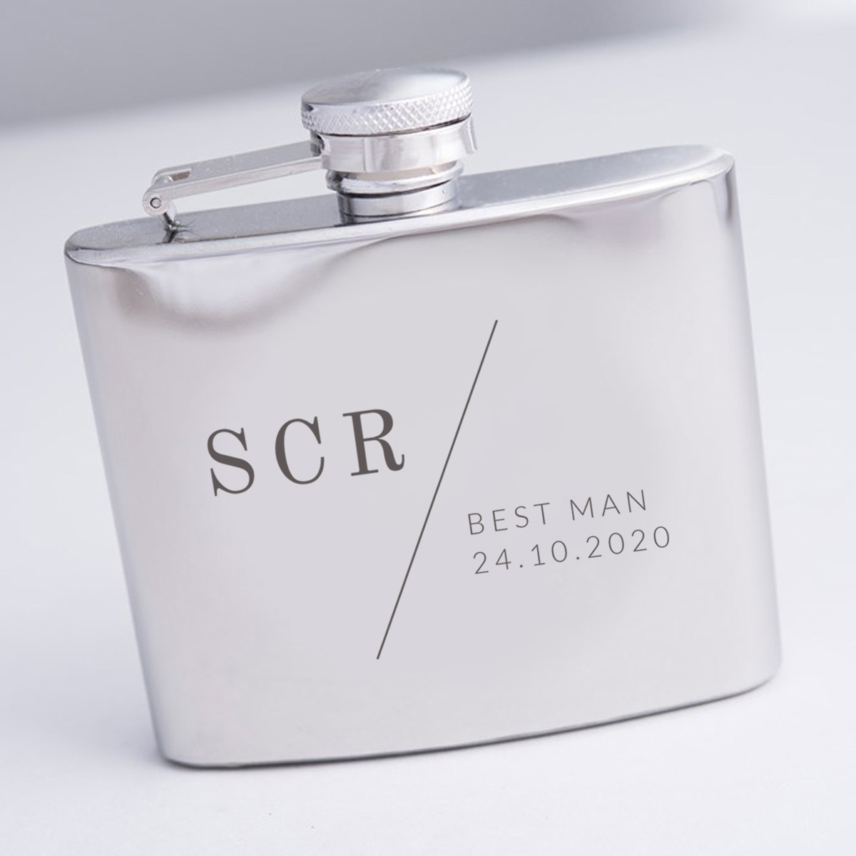 Engraved Stainless Steel Hip Flask - Wedding Initials