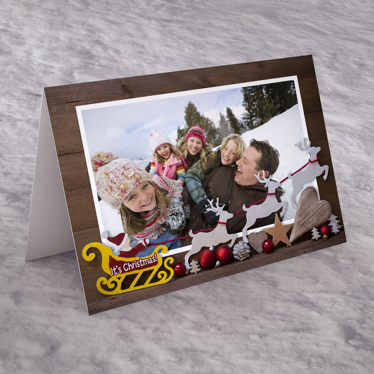 Photo Upload Card - Christmas Sleigh Frame