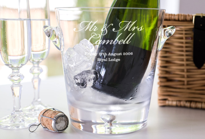 Personalised Crystal Champagne Bucket - Mr and Mrs