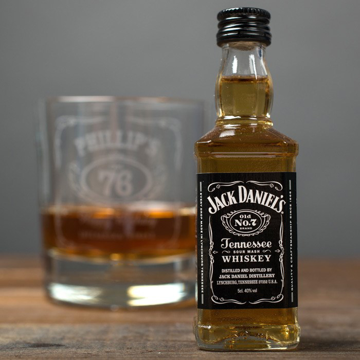 Personalised Whisky Tumbler With Jack Daniels Miniature