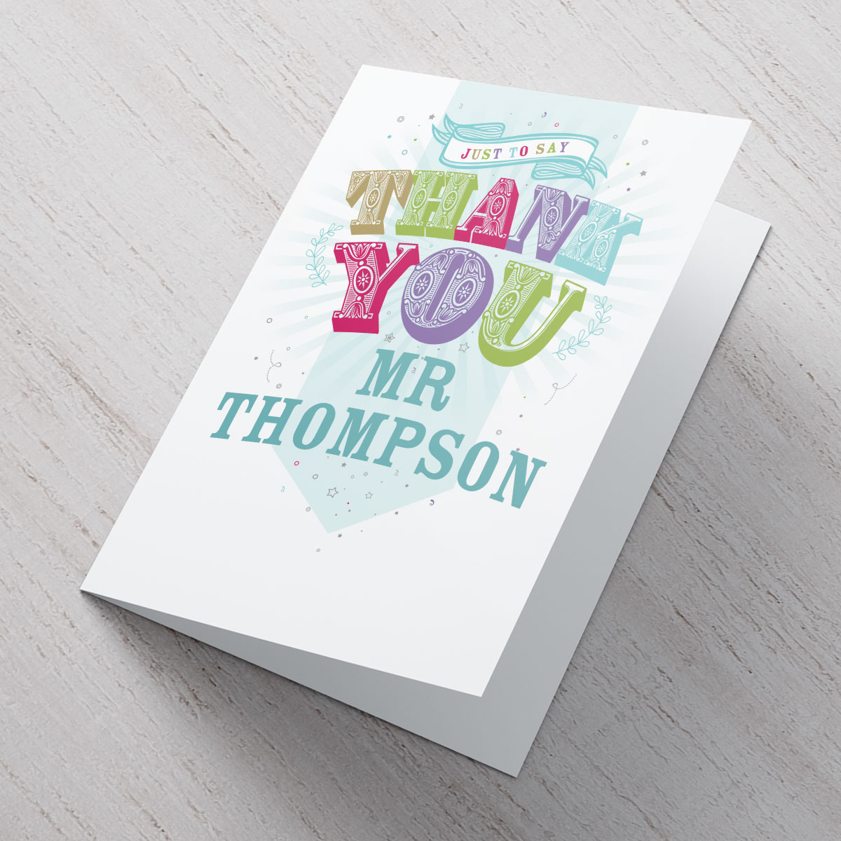 Personalised Card - Thank You Teacher Any Name