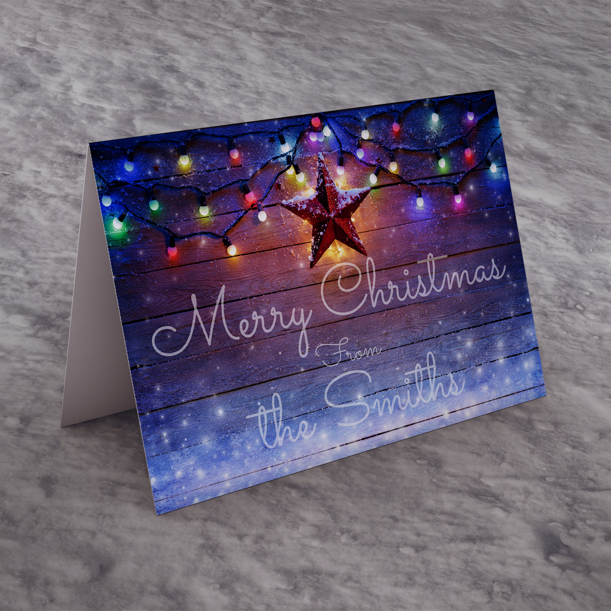 Personalised Family Christmas Card - Star Lights