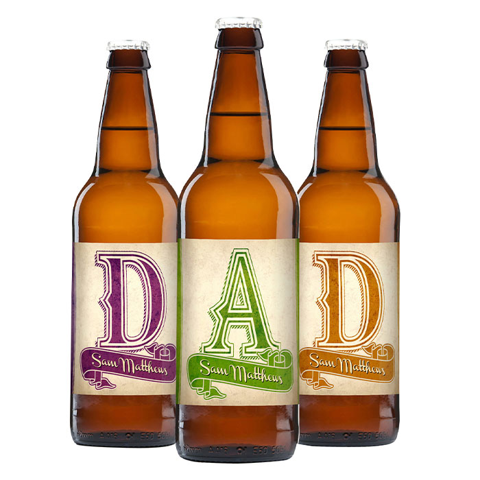 Personalised DAD Pack of 3 Beer 