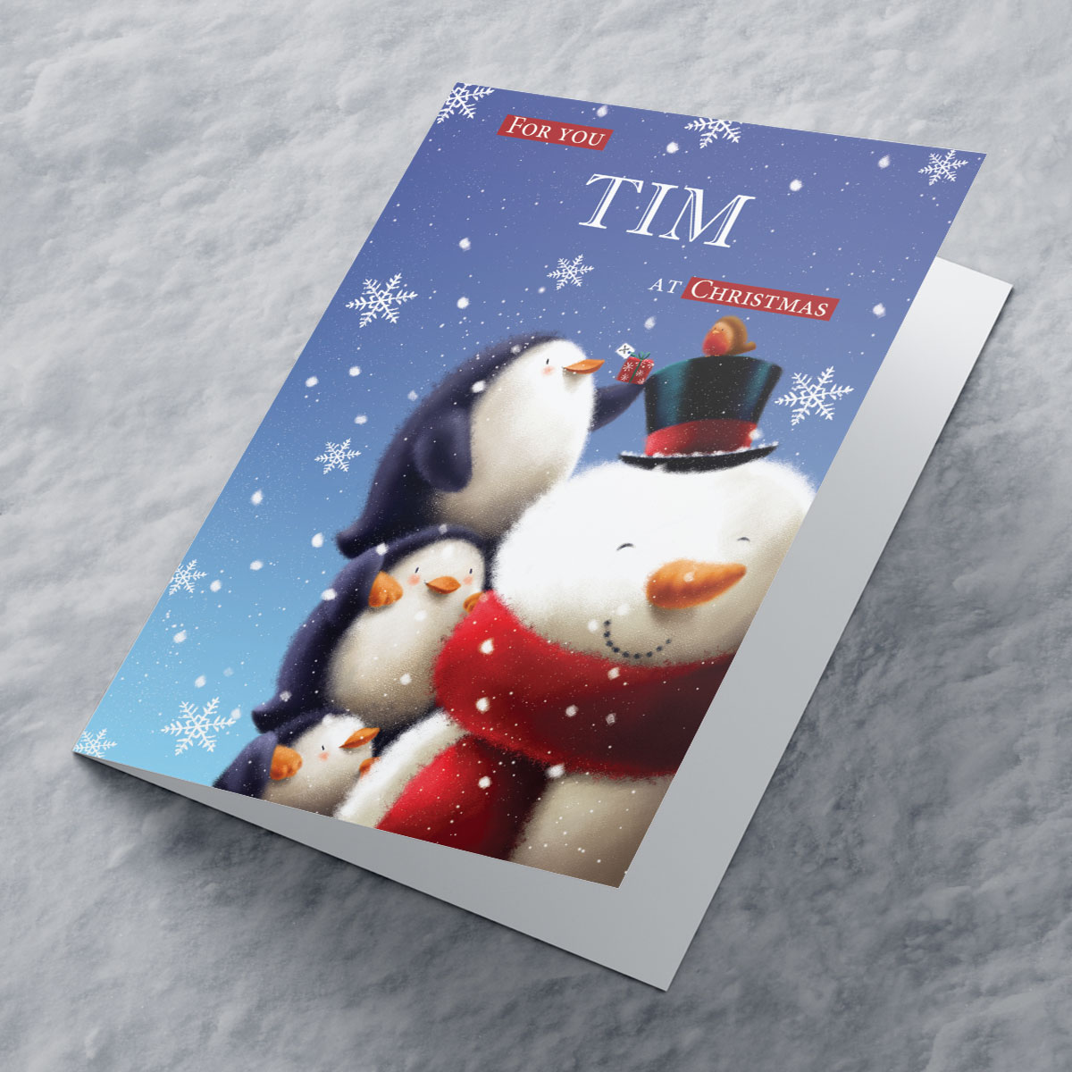 Personalised Card - Snowman & Penguins