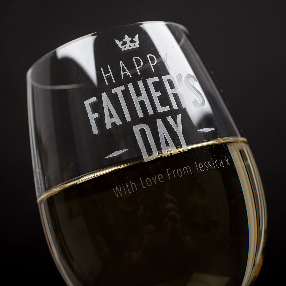 Personalised Wine Glass - Happy Father's Day Crown