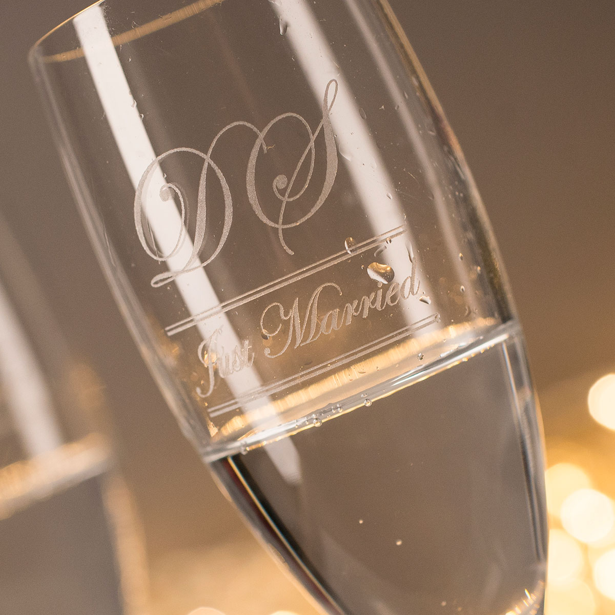 Personalised Champagne Flutes - Just Married Initials
