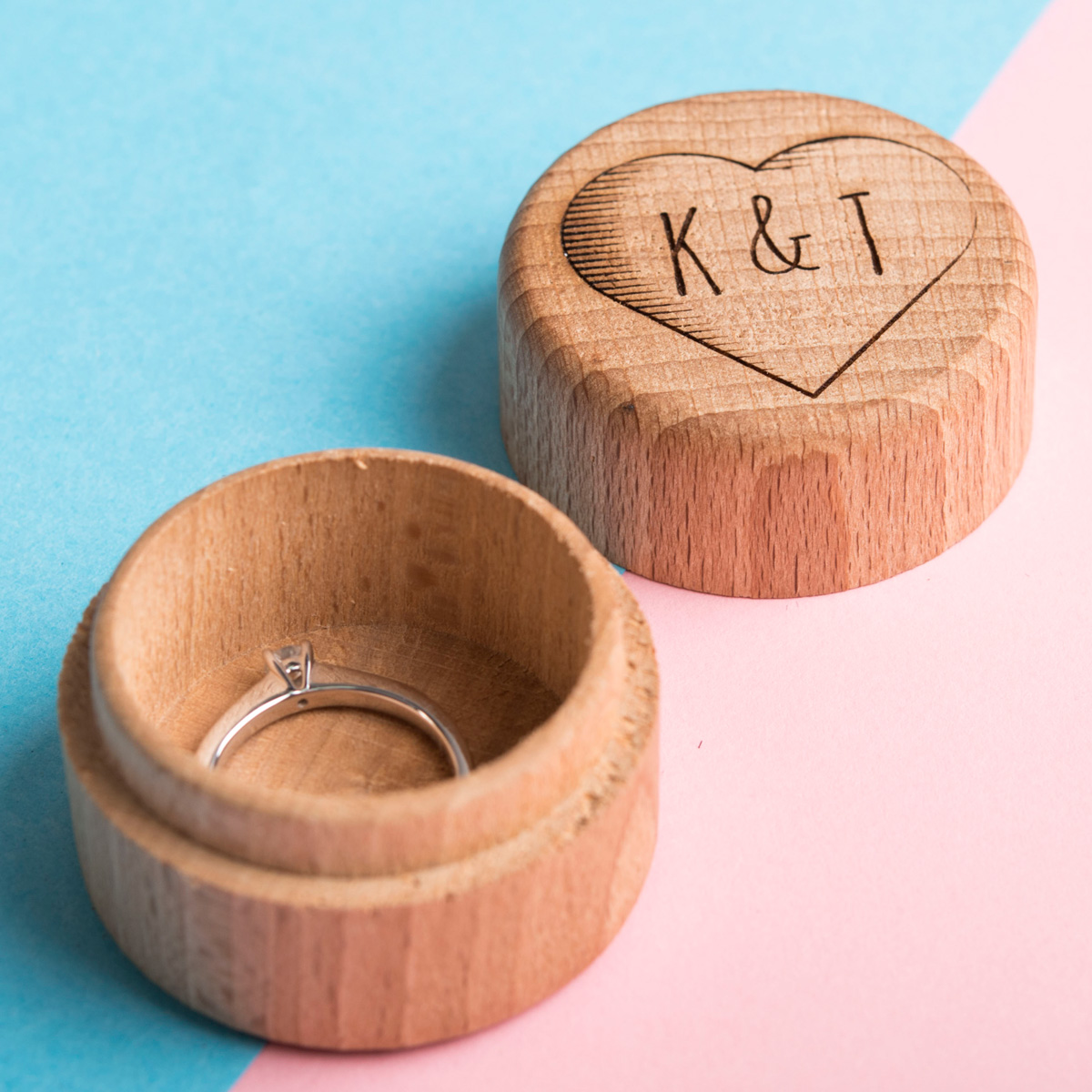 Personalised Wooden Heart Ring Holder