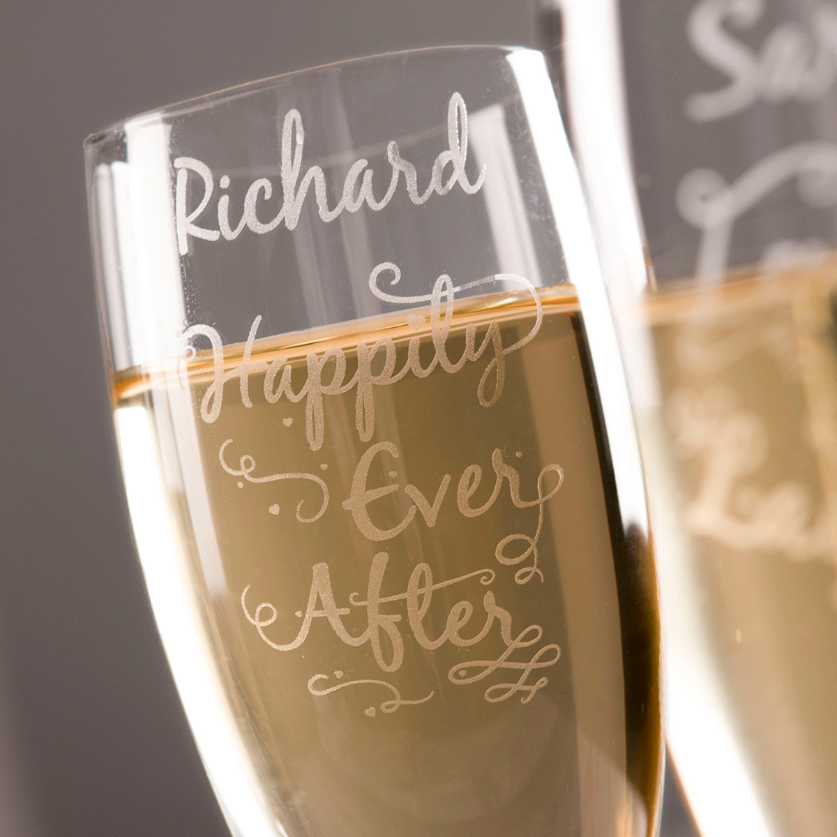 Personalised Set Of 2 Champagne Flutes - Love And Laughter