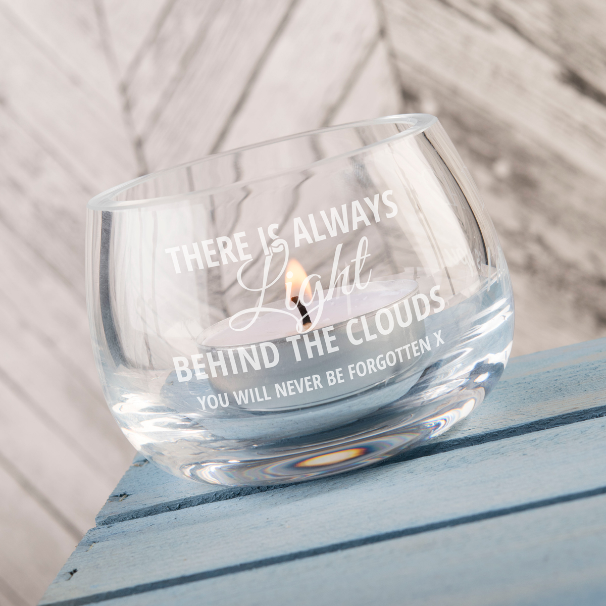 Personalised Glass Candle Holder - There Is Always Light