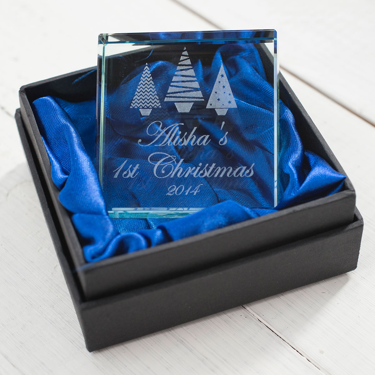 Personalised Glass Token - Christmas Trees
