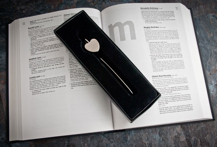 Engraved Silver Heart-Shaped Bookmark