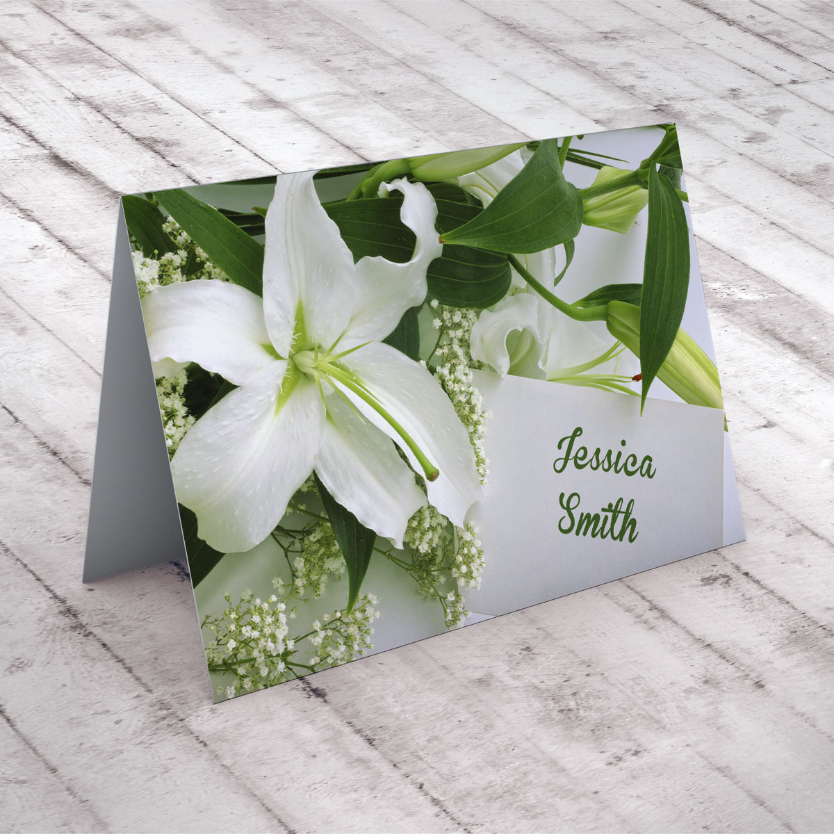 Personalised Card - Sympathy White Flowers