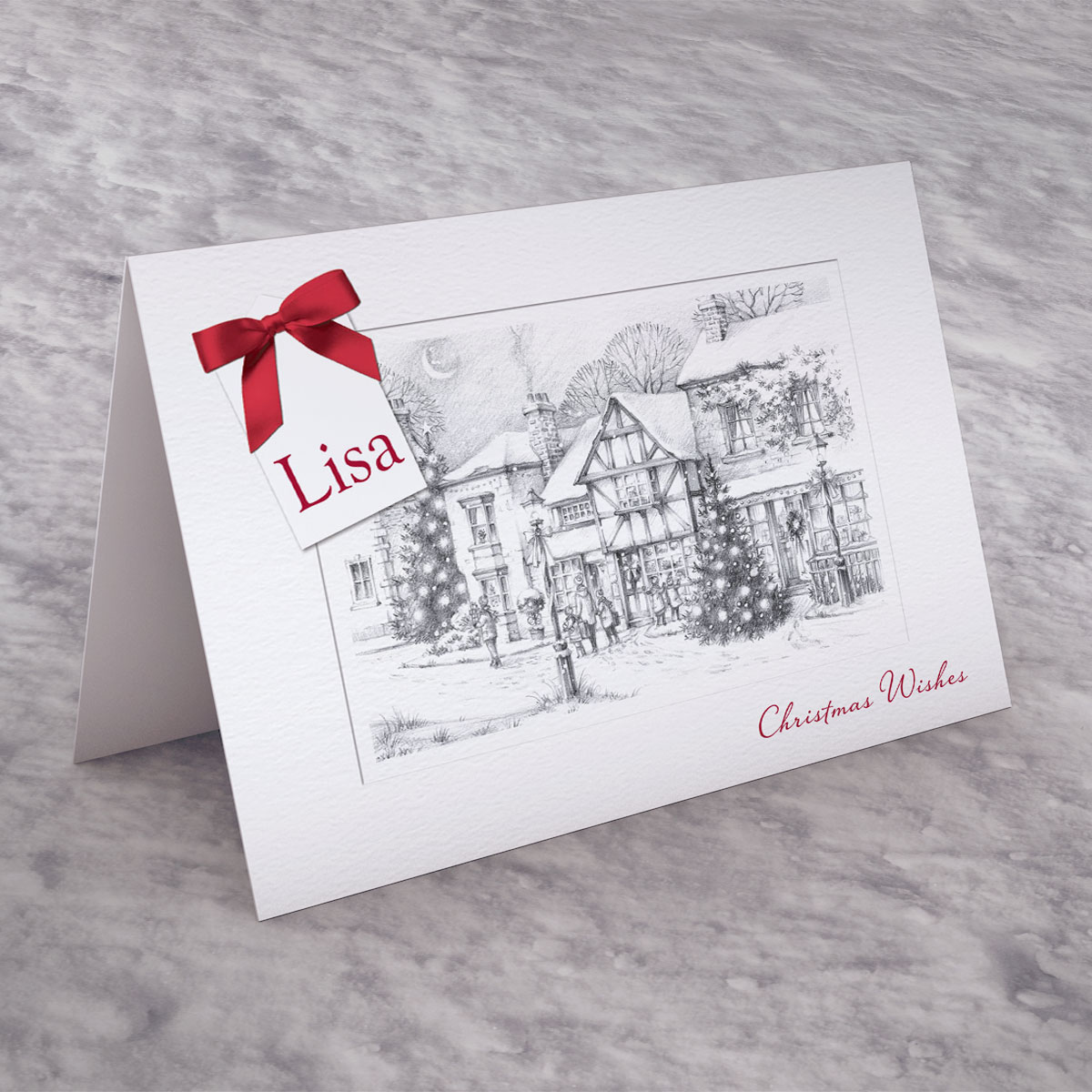 Personalised Christmas Card - Christmas Village Landscape